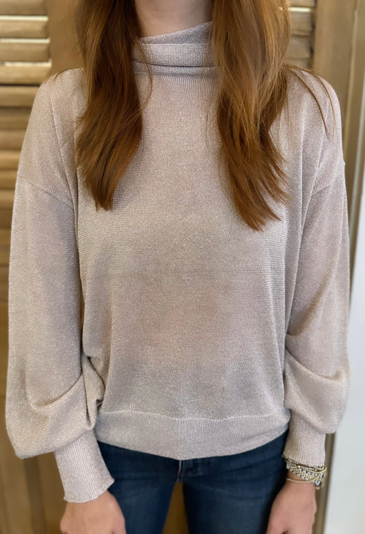 Mock Neck Lurex Pullover