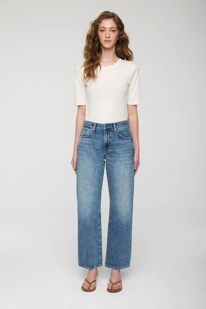 Lexi Mid Rise Bowed Straight Jean Distance