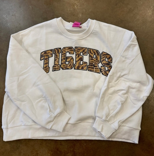 White Tiger Print 'Tigers' Sweatshirt