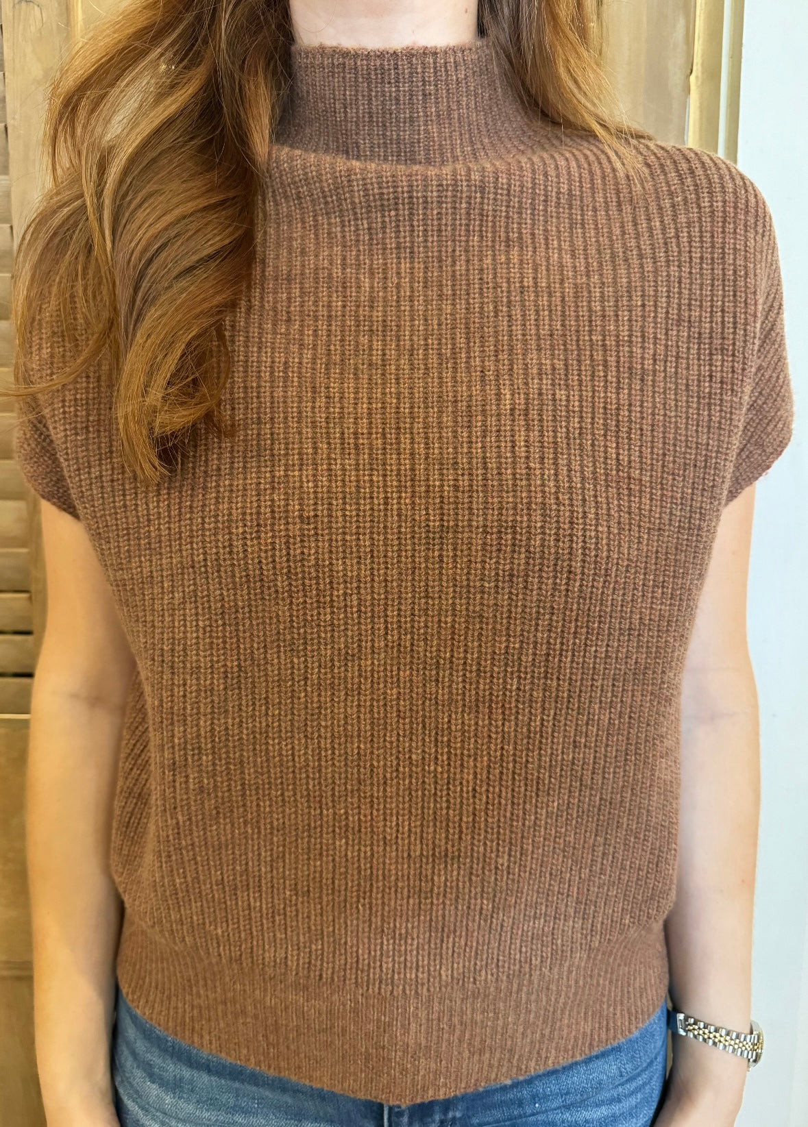 Ribbed Funnel Neck Sweater Acorn