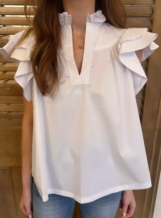 Margarita Poplin Top White