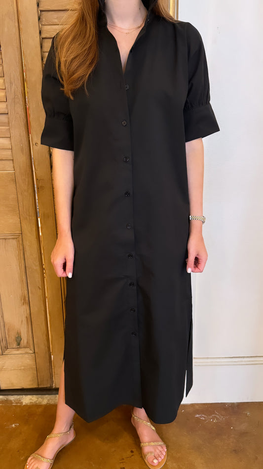 Ruffle Shirt Dress Black