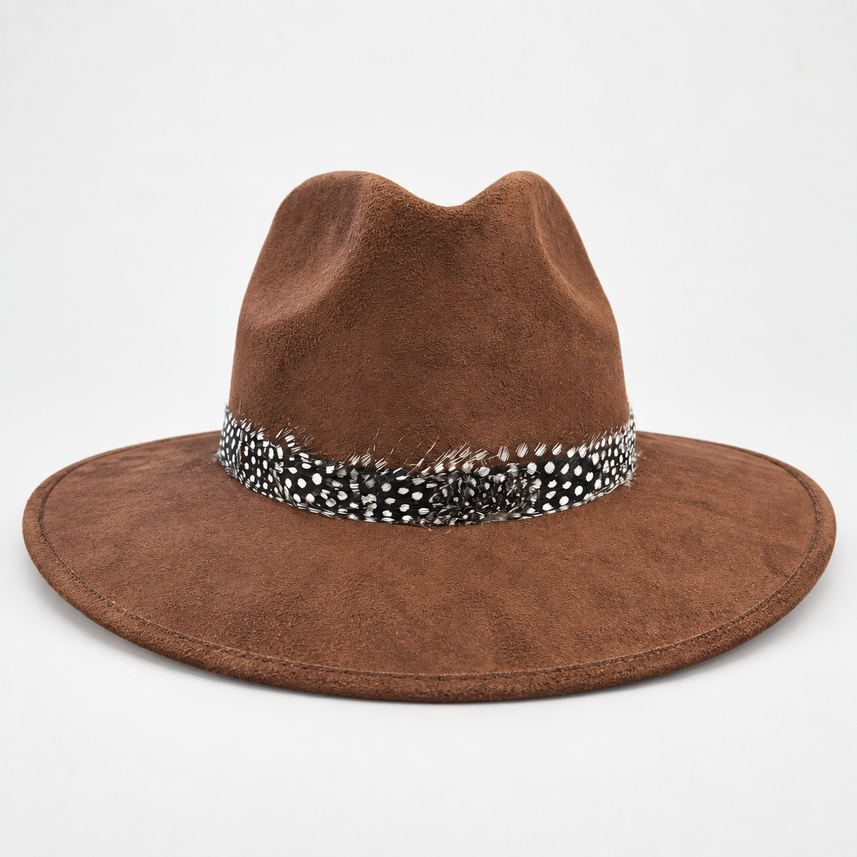 Chocolate Suede Feather Hat Dots
