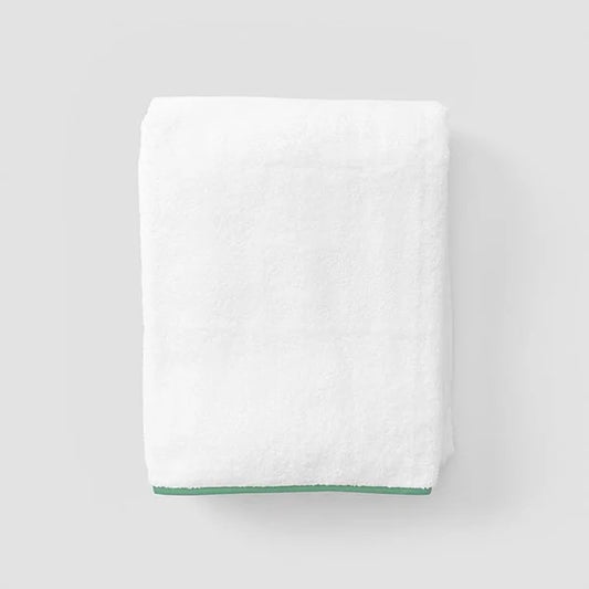 Signature Bath Towel Green on White