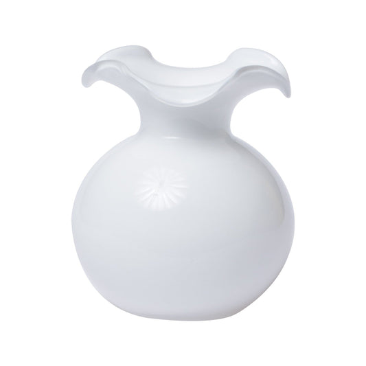 Hibiscus White Sm Fluted Vase