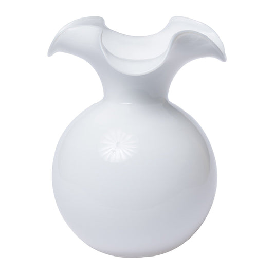 Hibiscus White Med Fluted Vase