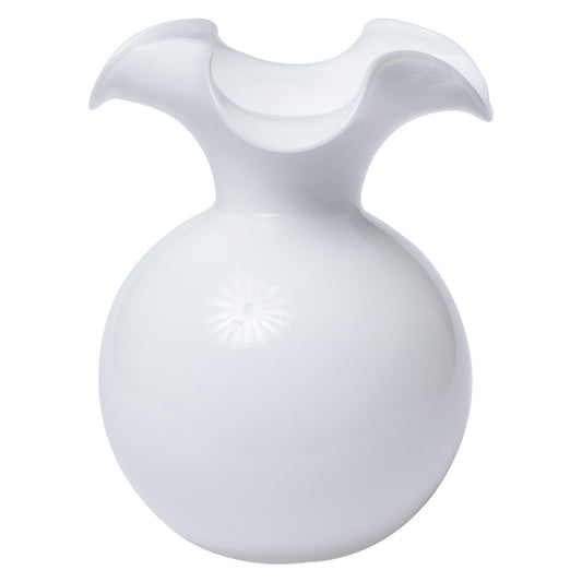 Hibiscus White Lg Fluted Vase