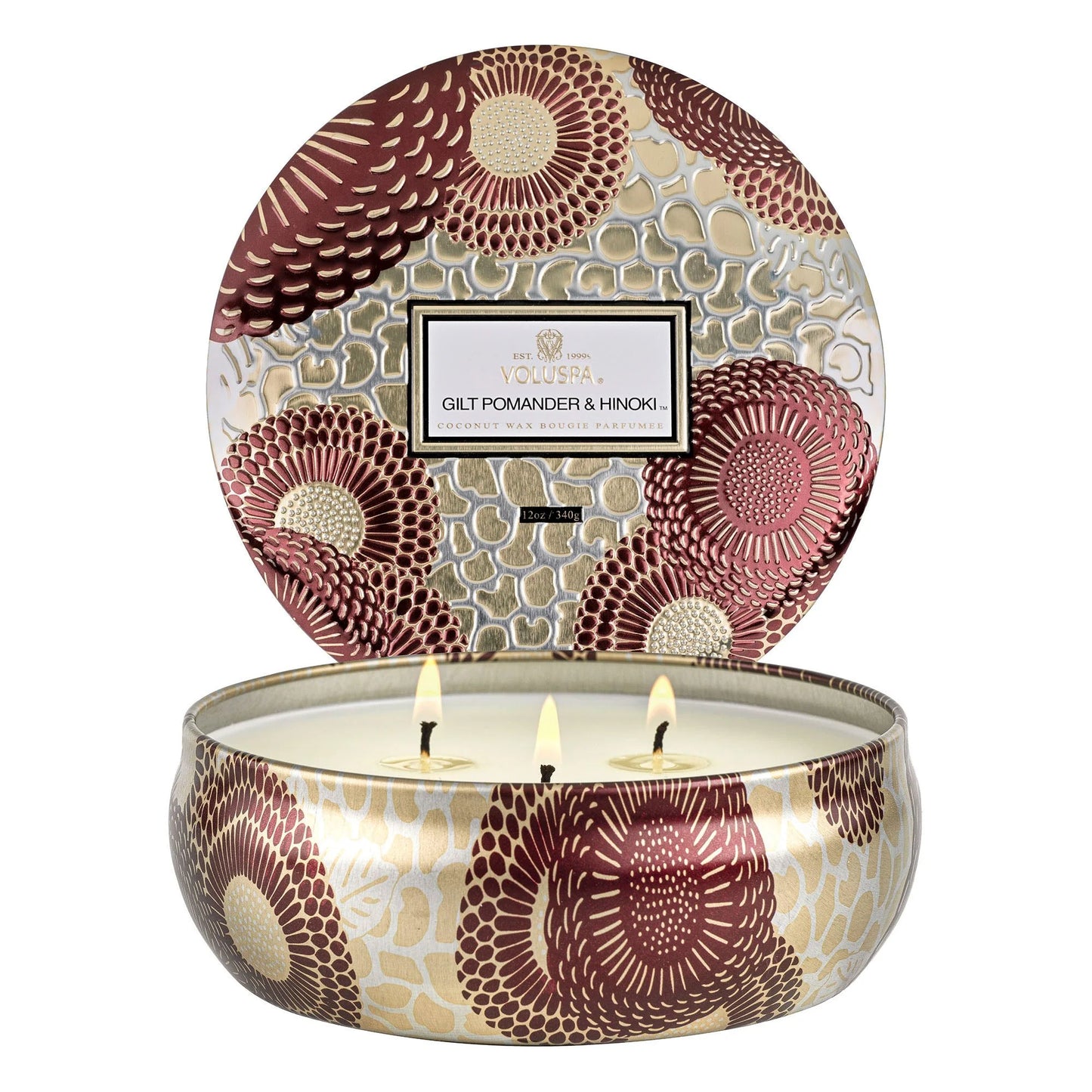 Gilt Hinoki 3W Candle Tin