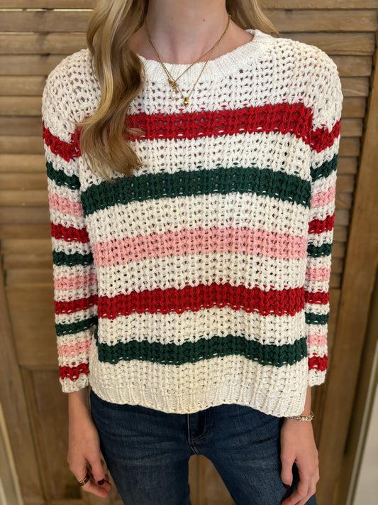 North Pole Striped Crew Cotton White Stripe