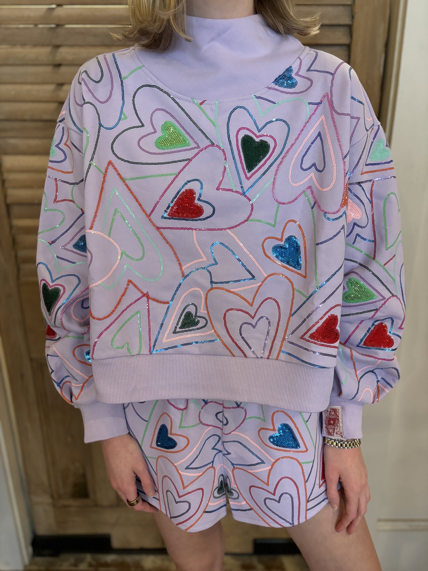 Lavender Groovy Mock Neck Sweatshirt