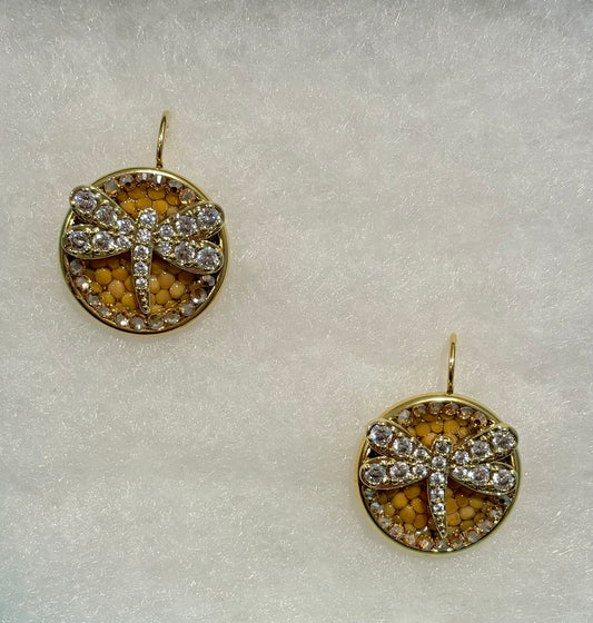 Gold & Silver Sparkle Dragonfly Earrings