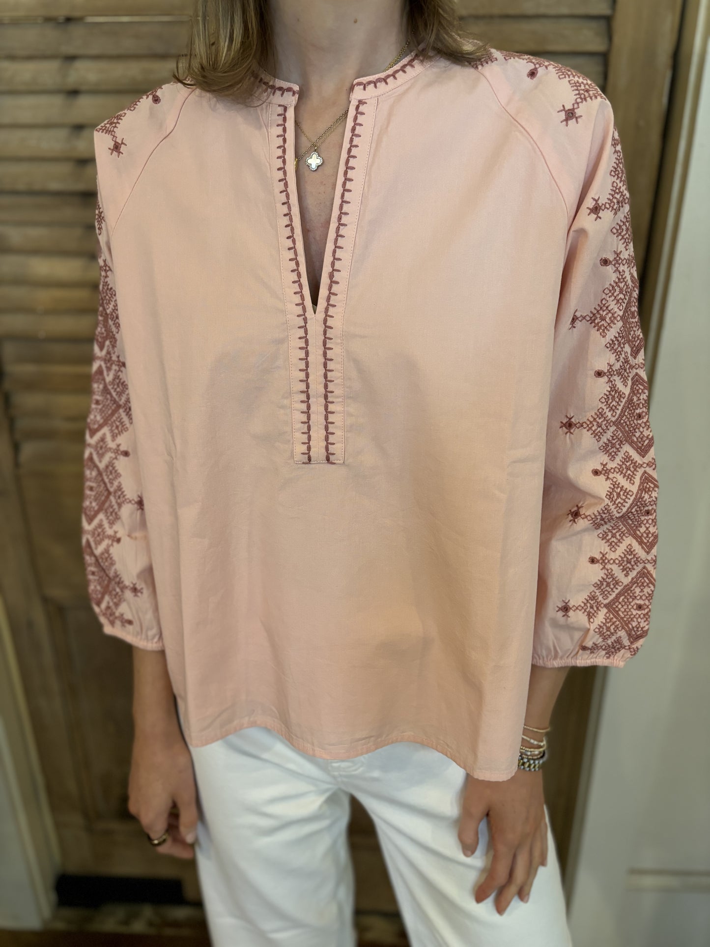 Pego Embroidered Top Primrose Clay