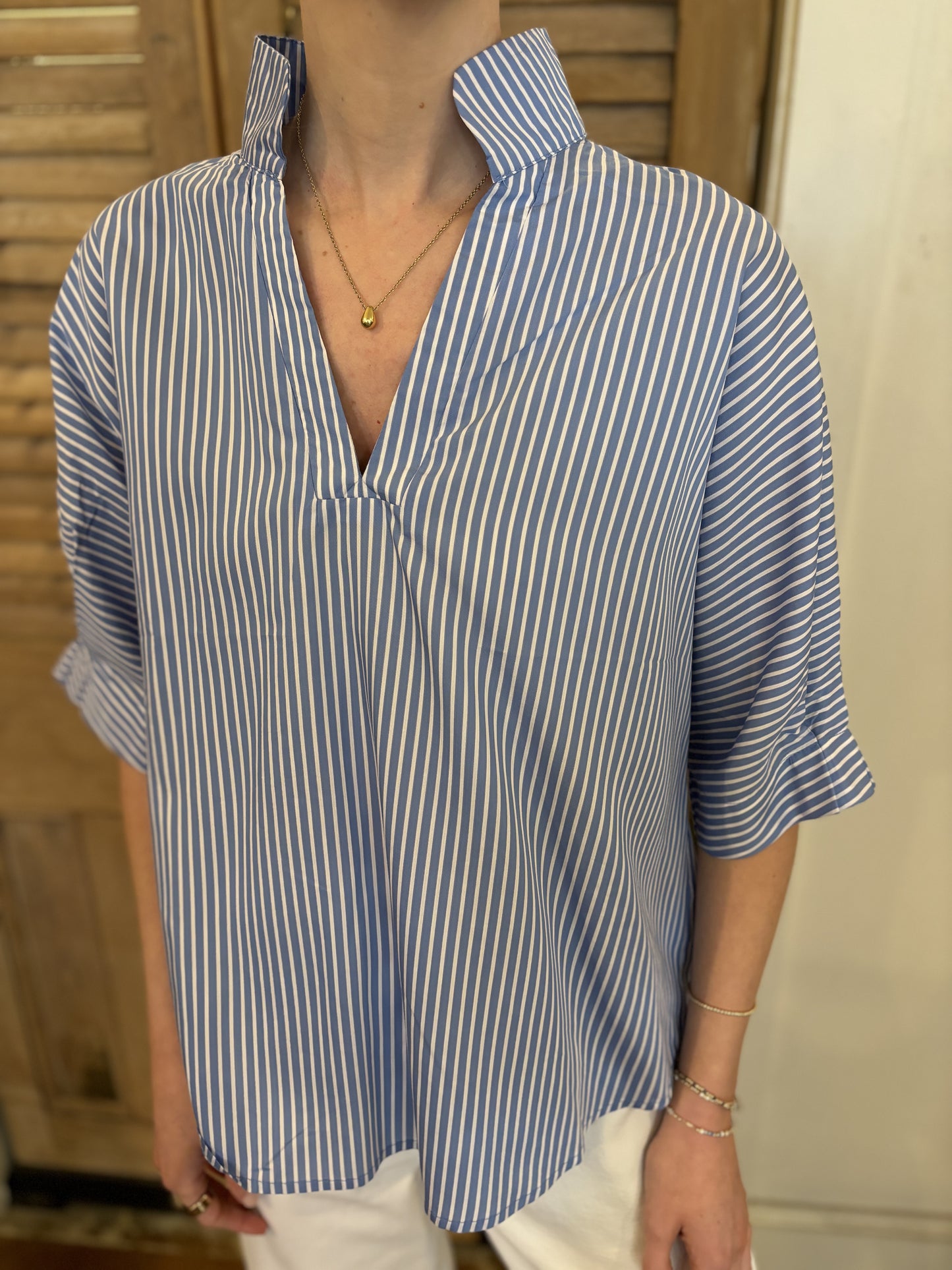 Annie Stripe Top Blue
