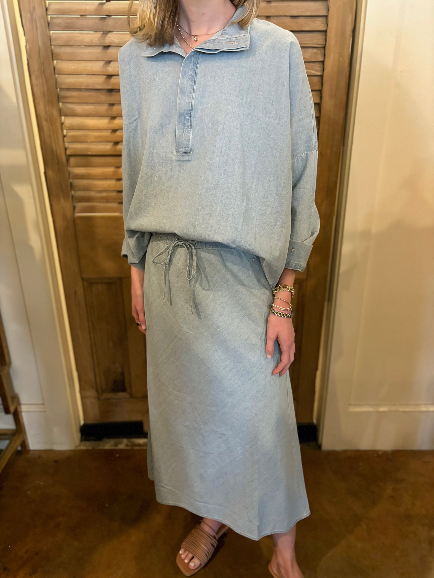 Aix Maxi Skirt Light Chambray