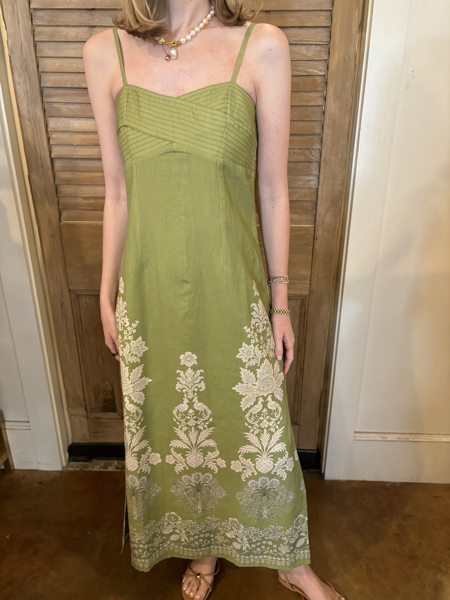 Carlie Midi Green Lace Dress