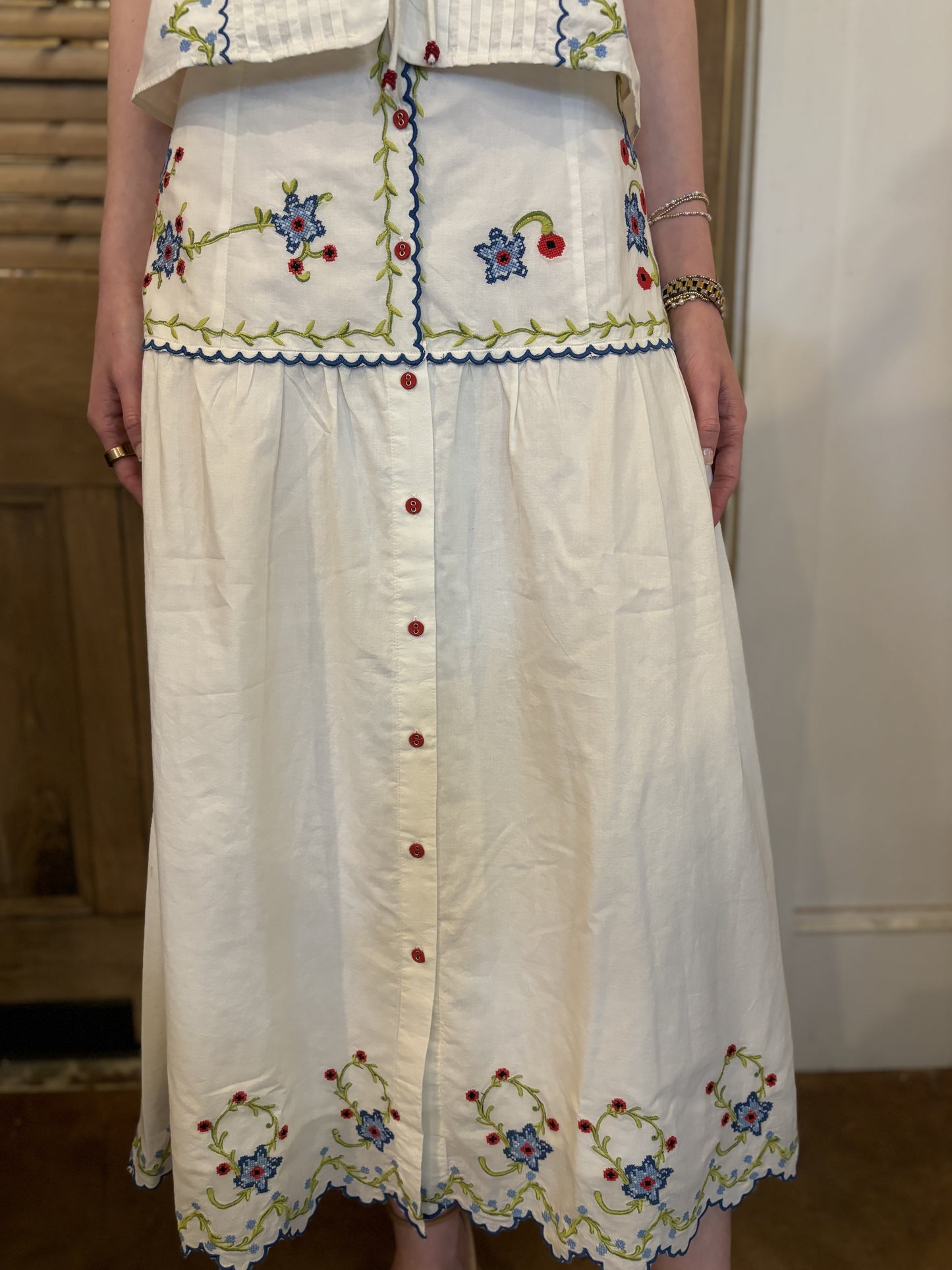 Blue Poppy Crosstitch Skirt