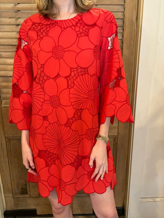 Camilla Short Caftan Red Floral