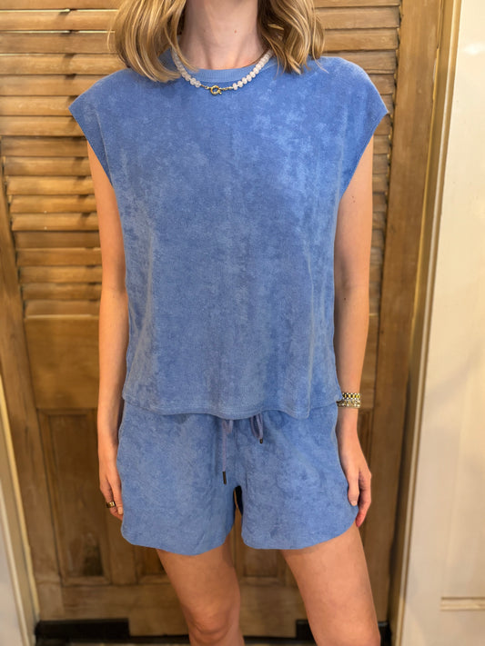 Terry Boxy Sleeveless Top Ultramarine