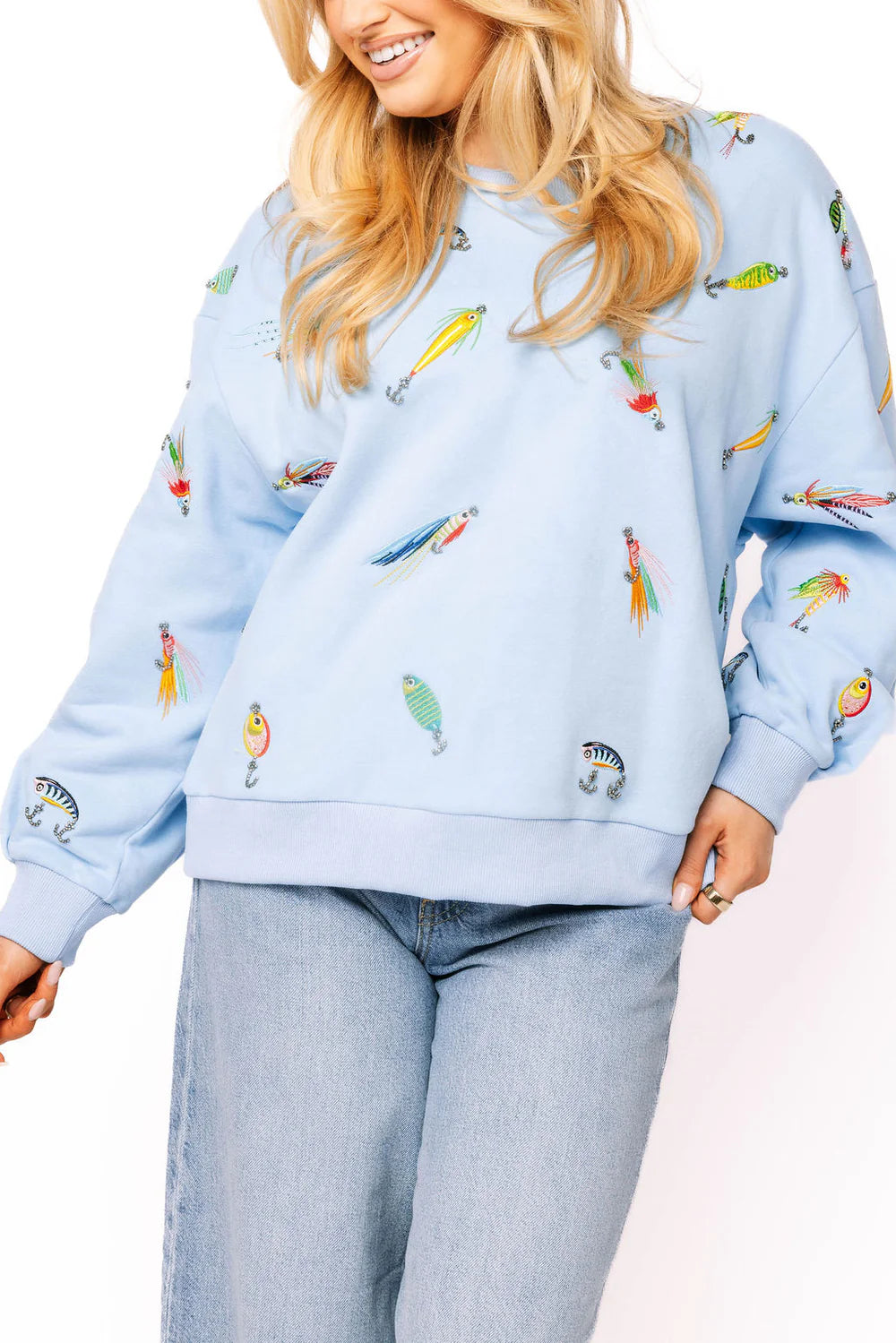 Light Blue Fishing Lure Sweatshirt