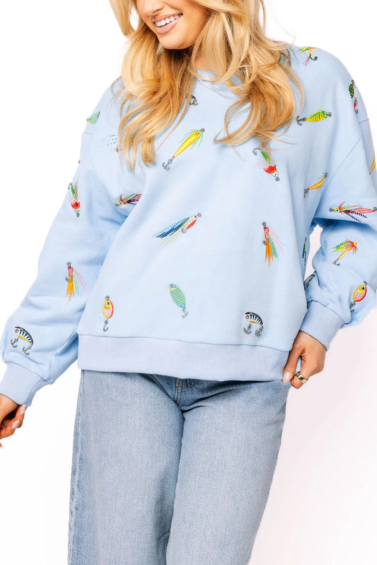 Light Blue Fishing Lure Sweatshirt