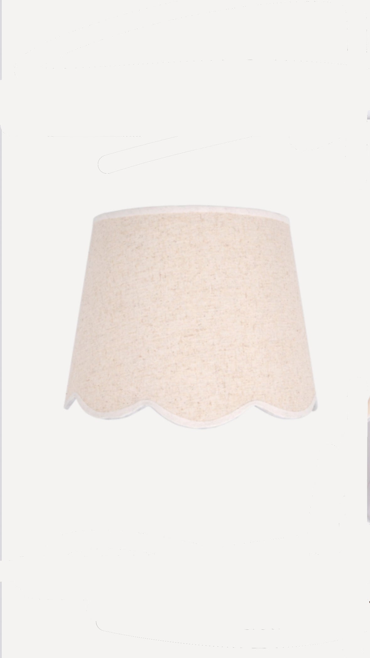 White Grasscloth Scallop Shade 13x15x11