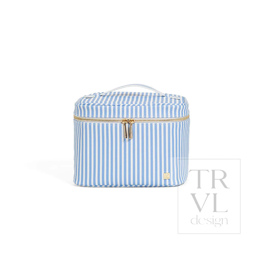 Luxe Vanity Train Case Pimlico Stripe Chambray
