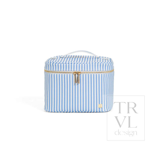 Luxe Vanity Train Case Pimlico Stripe Chambray