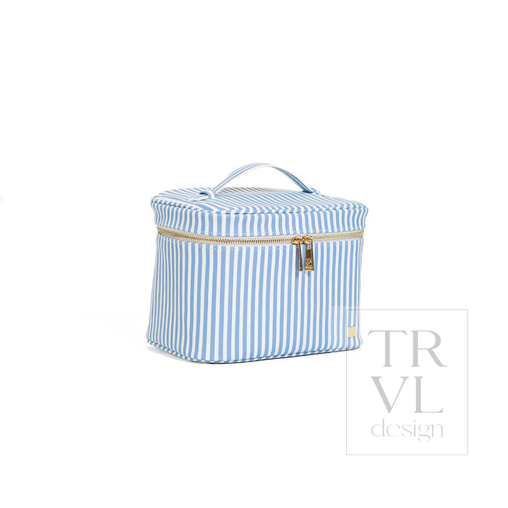Luxe Vanity Train Case Pimlico Stripe Chambray