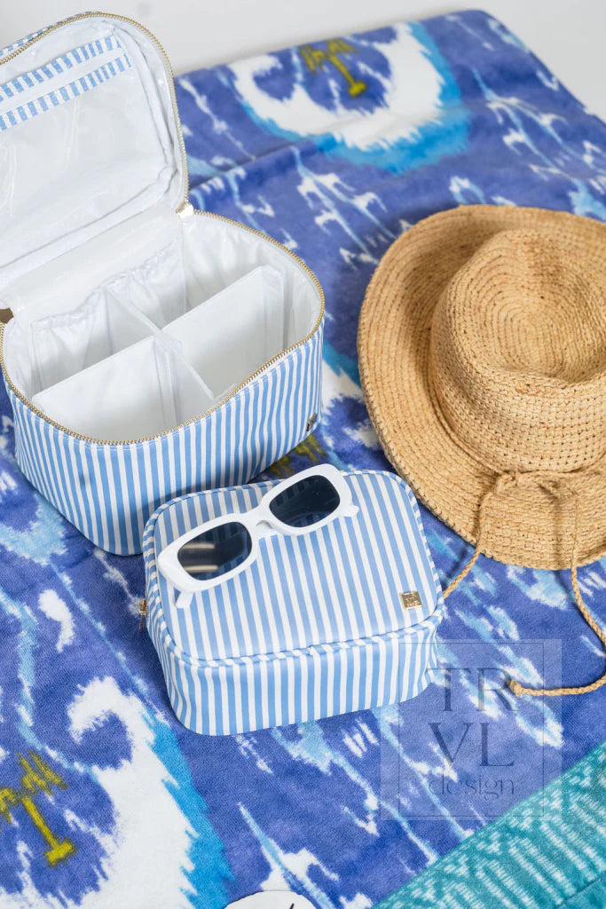 Luxe Vanity Train Case Pimlico Stripe Chambray