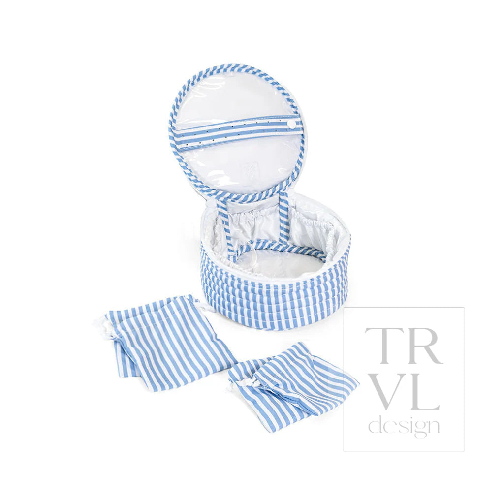 Quilted Jewelry Round Pimlico Stripe Chambray