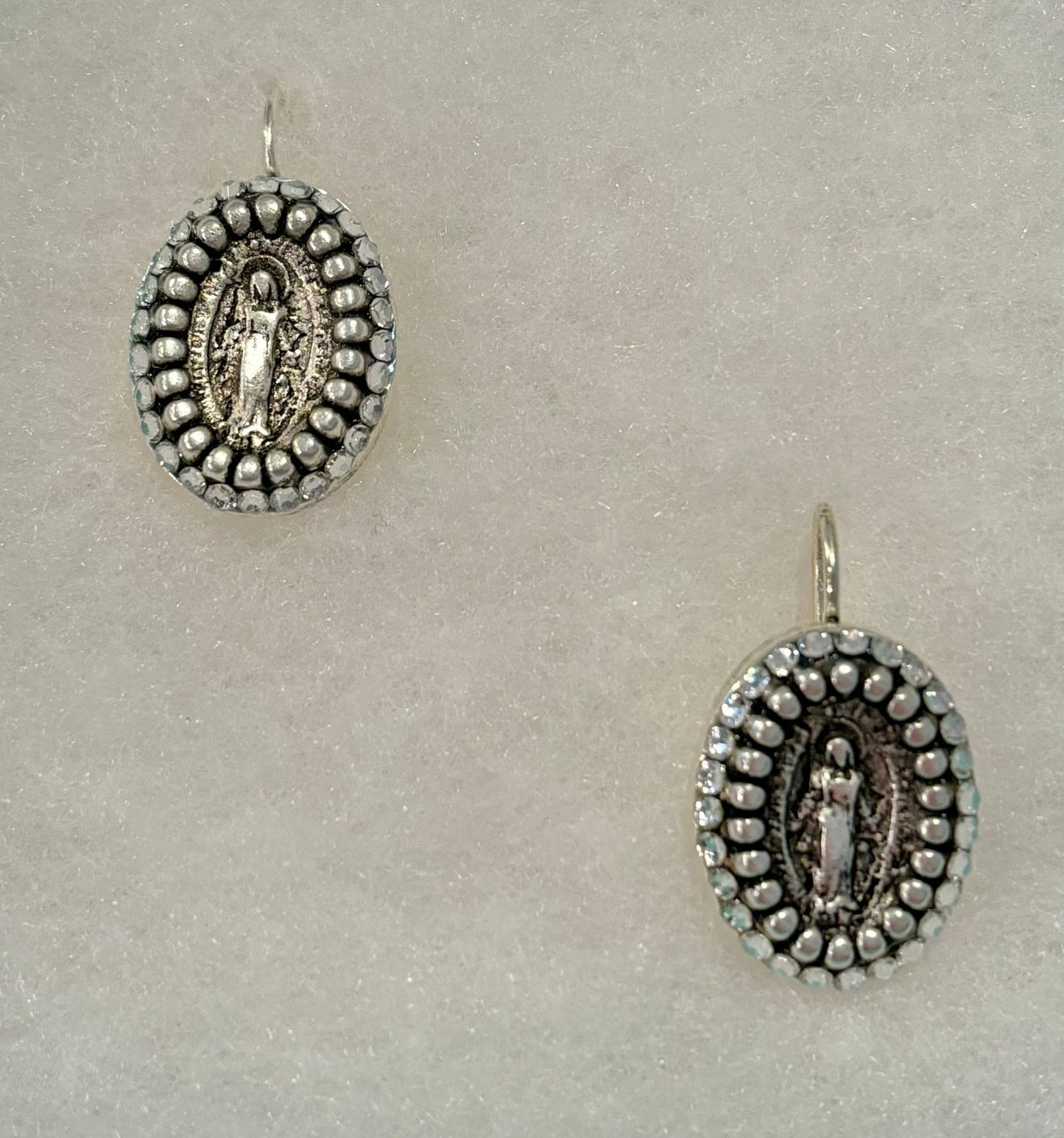 Silver Mary Oval Earrings