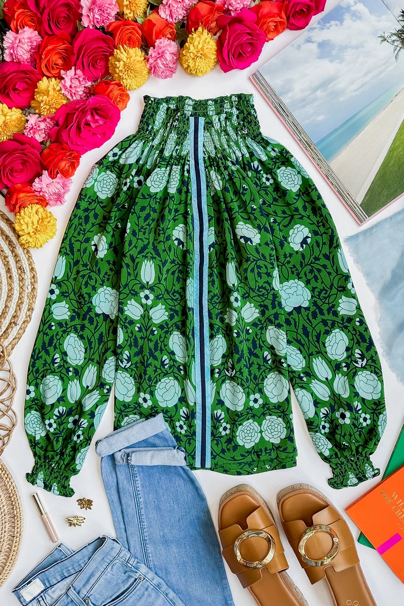 Brooklyn Full Sleeve Blouse Palm Gardenia Floral