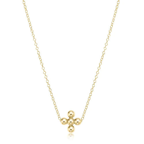 16" Neck Gold Beaded Cross Gold