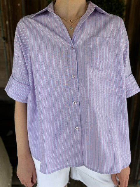 Abby Swing Top Lavender & Navy Stripe