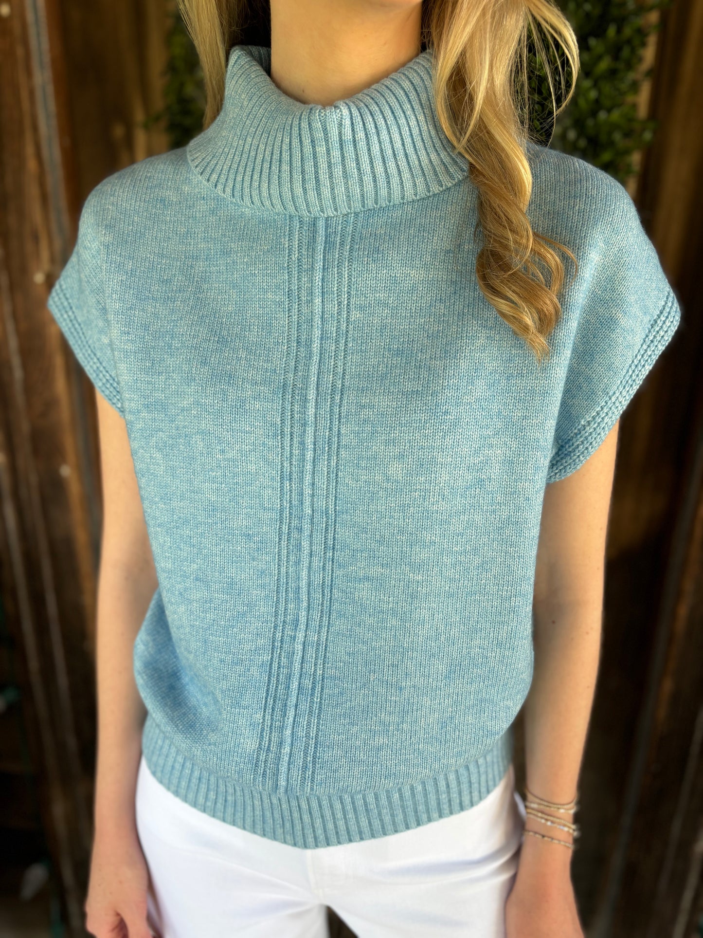 Turtleneck Wedge Sweater Mystic Blue