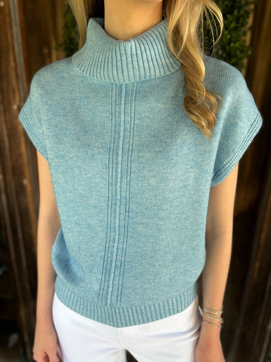 Turtleneck Wedge Sweater Mystic Blue