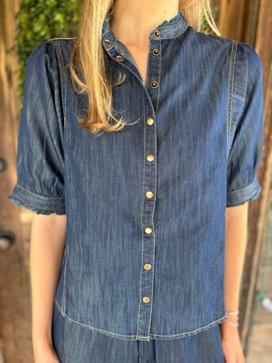 Sweet Clementine Button Up Top Night Rain