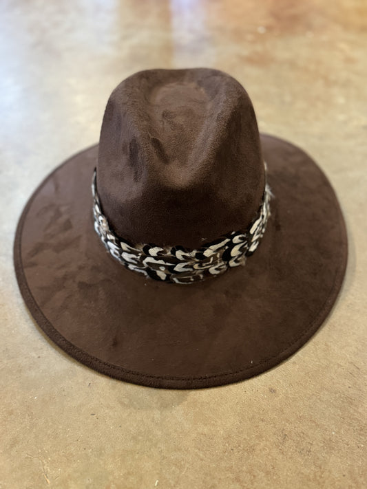 Chocolate Suede Hat Feather 101