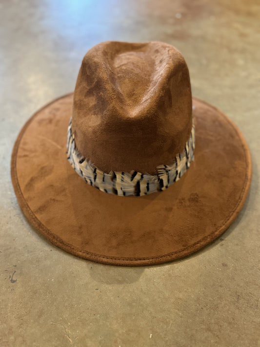 Brown Suede Hat Feather 100