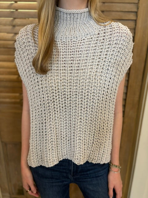 Drew Sleeveless Chunky Neck Cotton Silver Pelt