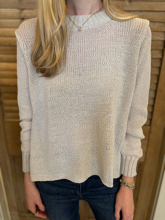 Harper Cropped Solid Crew Cotton Silver Pelt