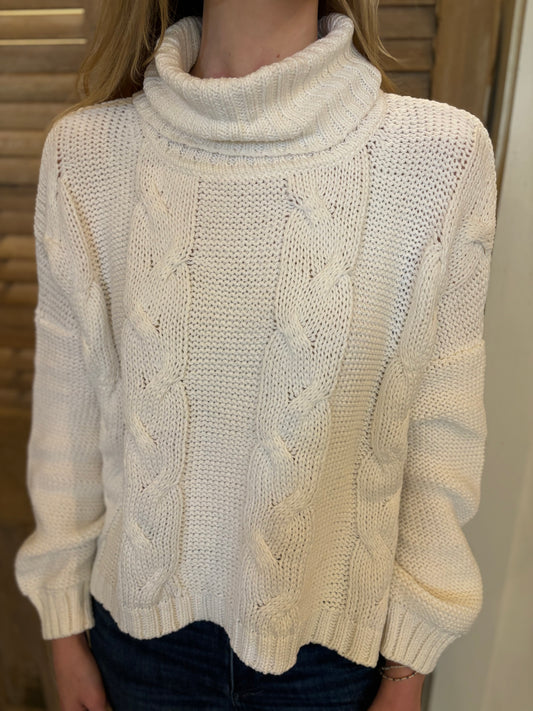 Cider House Cropped Chunky T Neck Breaker White