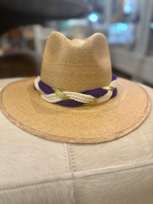 Tan Palm Hat With LSU Band