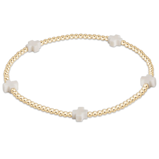 Egirl Signature Cross Small 2mm Gold Bracelet Off White