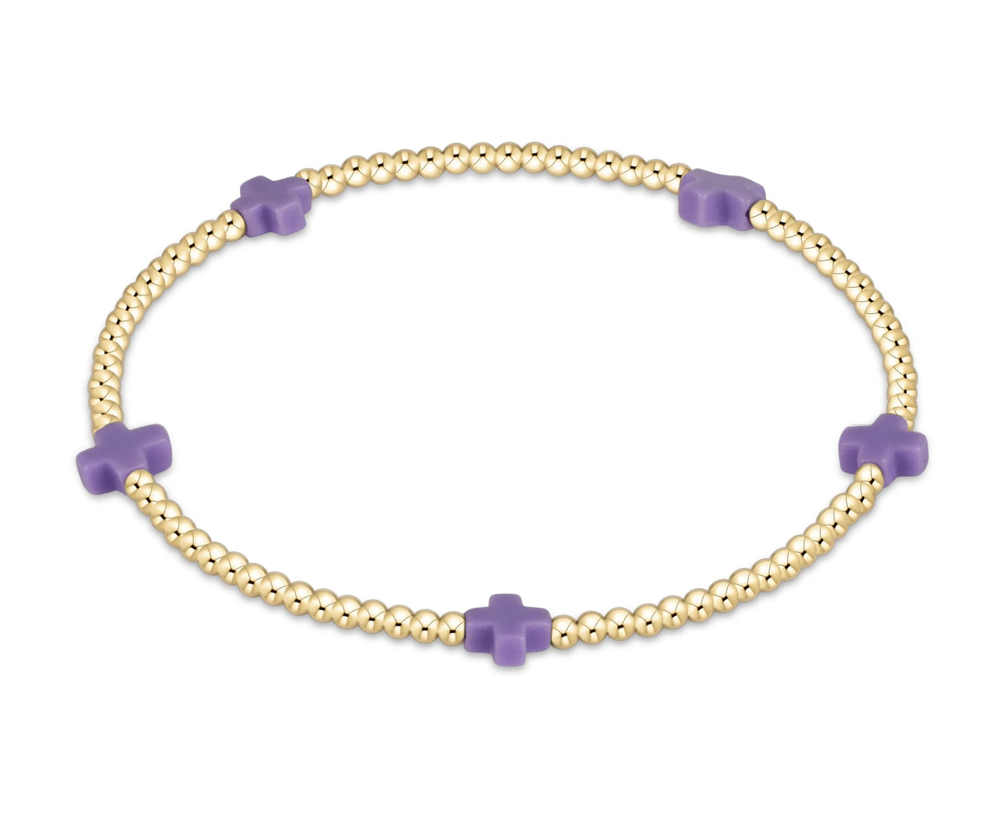 Egirl Signature Cross Small 2mm Gold Bracelet Purple