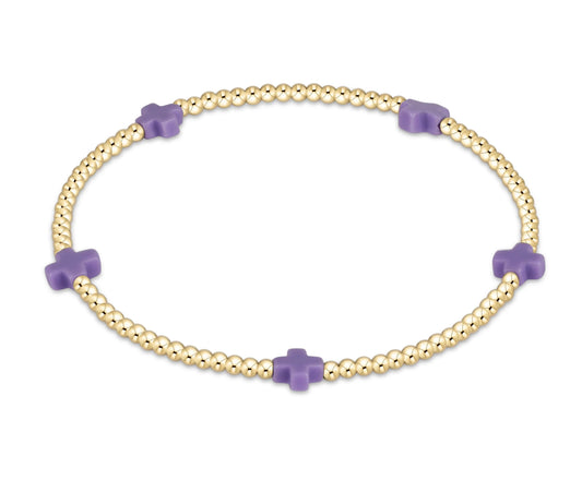 Egirl Signature Cross Small 2mm Gold Bracelet Purple