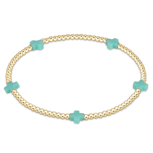 Egirl Signature Cross Small 2mm Gold Bracelet Mint