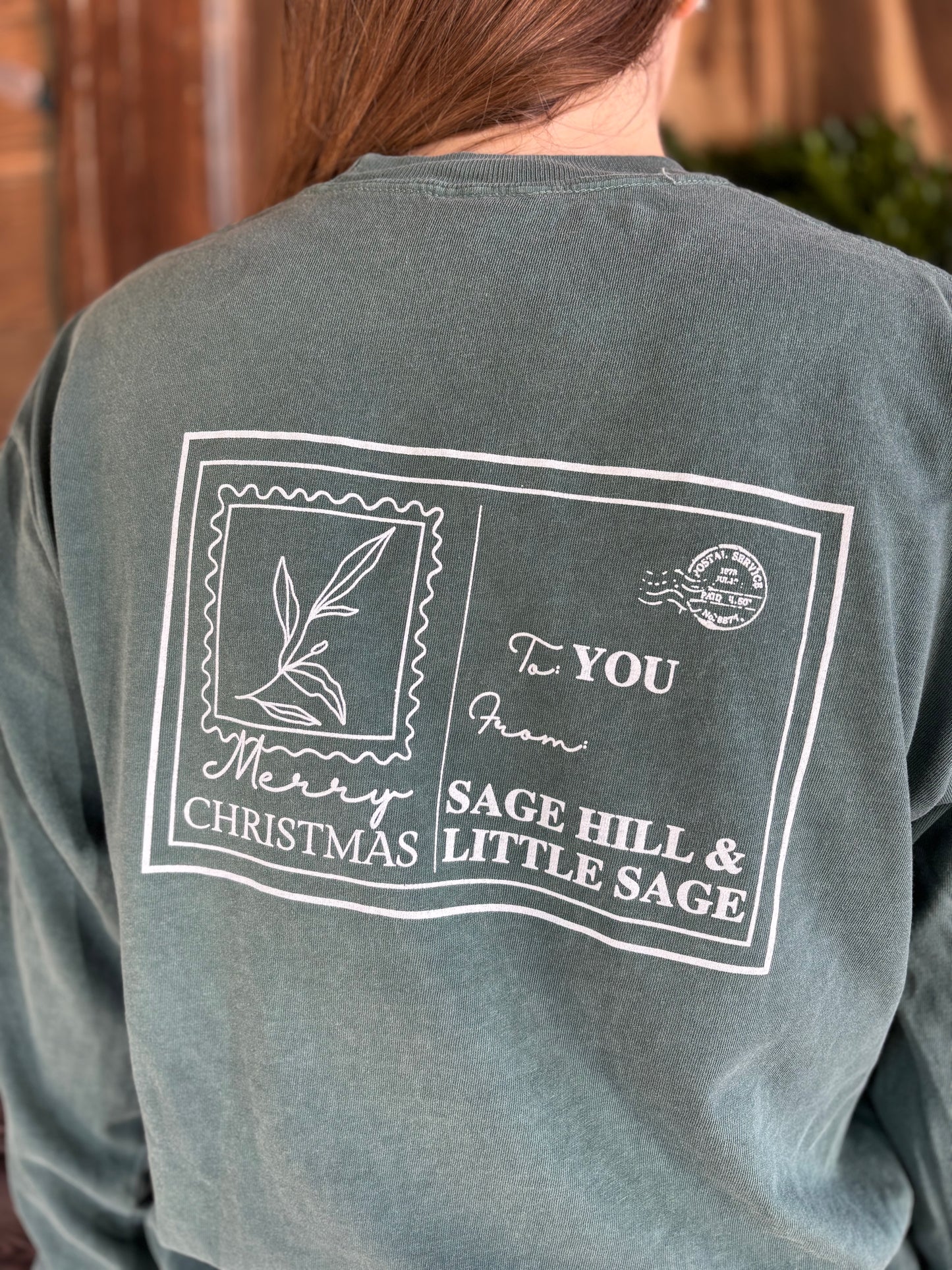 Adult Sage Hill & Little Sage Post Card Christmas Tee