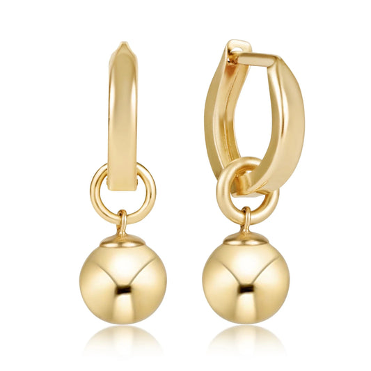 Huggie Gold 0.5" Hoop Classic Gold 8mm Charm