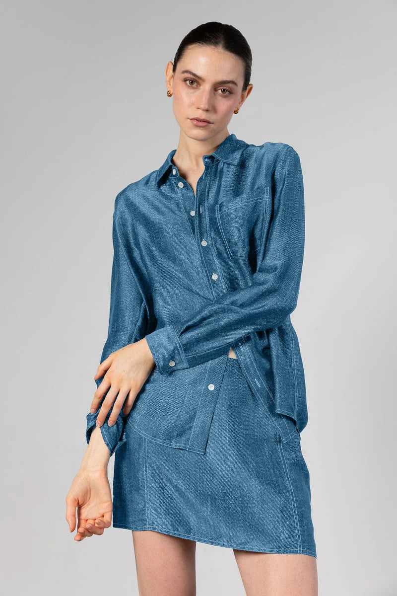 Austin Long Sleeve Shirt Light Denim